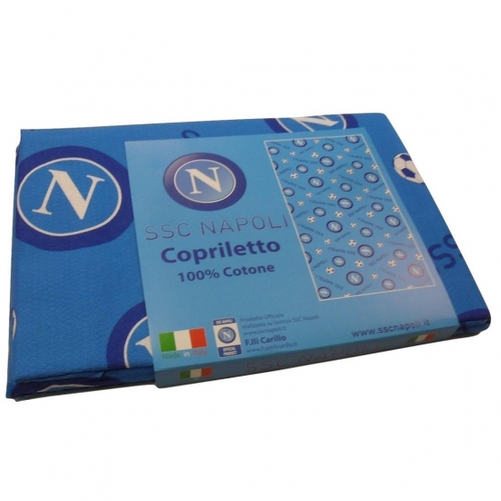 Nuovo Copriletto Singolo SSC Napoli Colore Azzurro Prodotto Ufficiale Puro Cotone