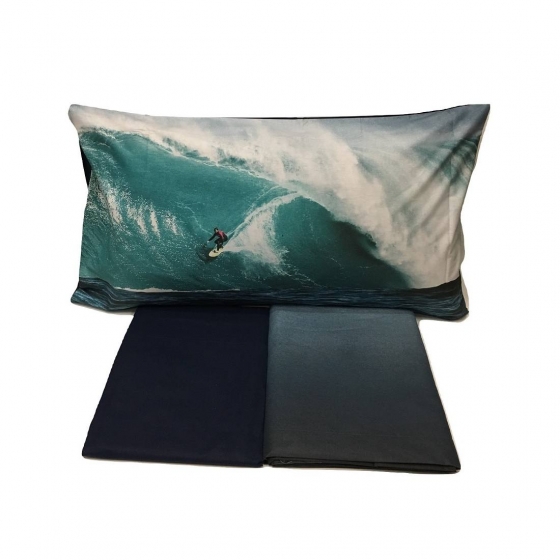 Completo Lenzuola Happidea Lenzuola Copriletto Singola Stampa Digitale Wave Mare