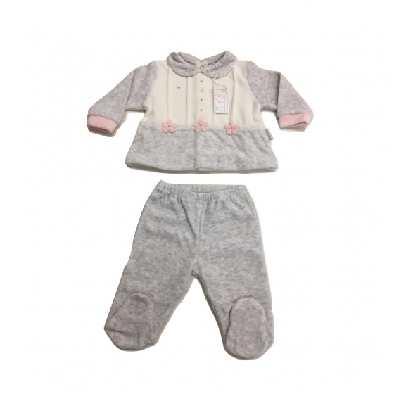 Nuovo Tutina Ciniglia Neonata 2 Pezzi Les jolies Disegno 244/13