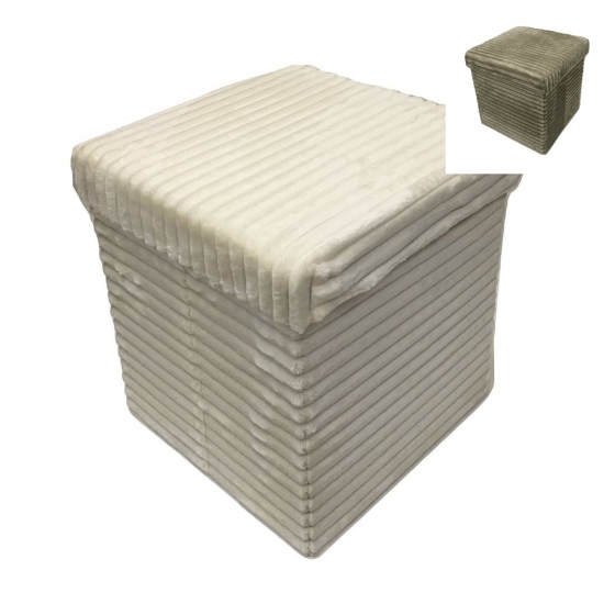 Nuovo Pouf Sgabello Contenitore Cm 38 x 38 x 38 Ecopelliccia Articolo Mailand