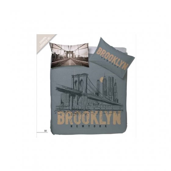 Set Parure Copripiumino Matrimoniale Stampa Digitale Happidea Brooklyn