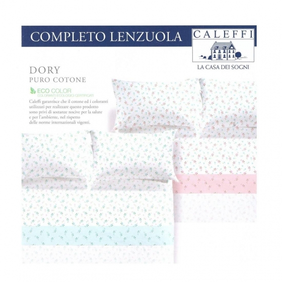 Completo Lenzuola Caleffi Matrimoniale Dory Puro Cotone Completo