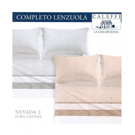 Completo Lenzuola Caleffi Singola Nevada 2 Puro Cotone