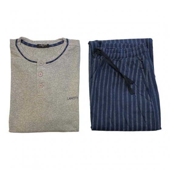 Nuovo Pigiama Uomo Lungo Lancetti Puro Cotone LSM00189