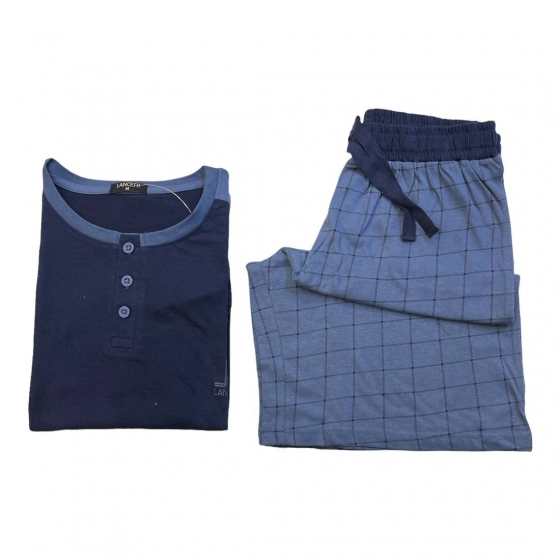 Nuovo Pigiama Uomo Corto Lancetti Puro Cotone LSM00072