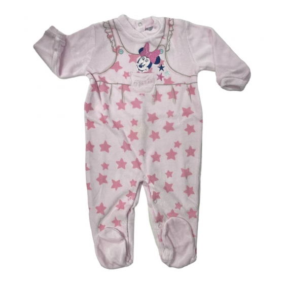 Tutina Intera Ciniglia Neonato Disney Minnie WQ3049 Con Ricamo Rosa