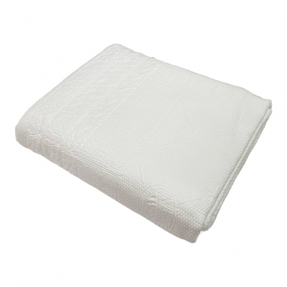 Copriletto Trussardi Matrimoniale Mix Boutis Puro Cotone Jaqurd Bianco