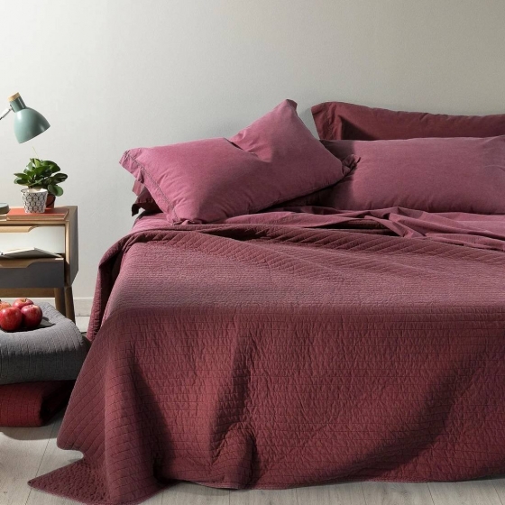 Trapuntino Singolo Caleffi Jeans Bordeaux In Percalle Primaverile Quilt