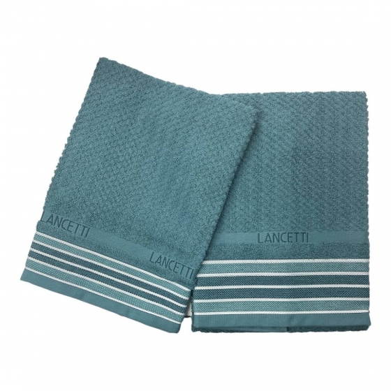 Set Asciugamano Con Ospite Lancetti  In Spugna Laquard Puro Cotone JFA23497