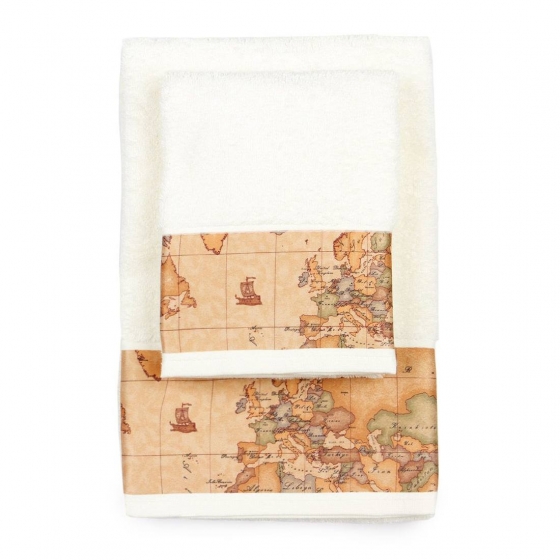 Set  Asciugamano Con Ospite Alviero Martini Prima Classe Geo Classic Avorio