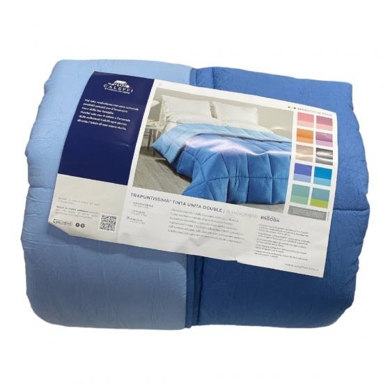 Piumone Trapunta Caleffi Singola Pagoda Azzurro Microfibra Stropicciata Piumone