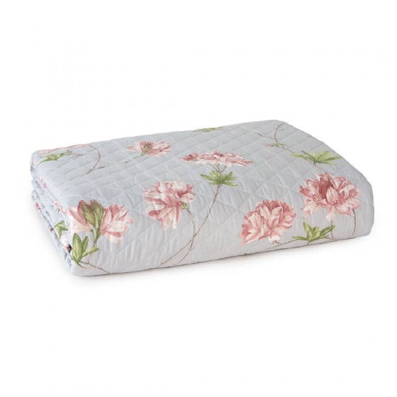 Quilt Trapuntino Mirabello Matimoniale Azalee Copriletto Trapuntato Grigio Rosa