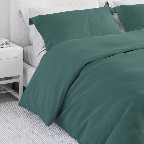 Nuovo Parure Copripiumino Puro Cotone Sofia Made In Italia Varie Misure Colore Smeraldo