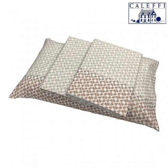 Completo Lenzuola Caleffi Matrimoniale Pagoda Nocciola Puro Cotone