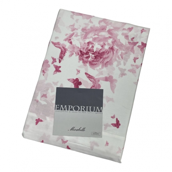 Completo Lenzuola Mirabello Rose Farfalle Matrimoniale Lenzuolo Copriletto In Percalle