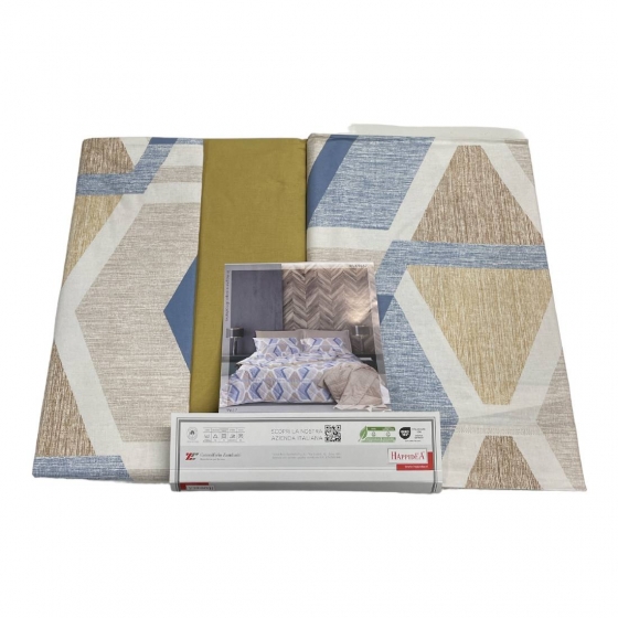 Completo Lenzuola Happidea Singola Made In Italy Articolo Riva Azzurro