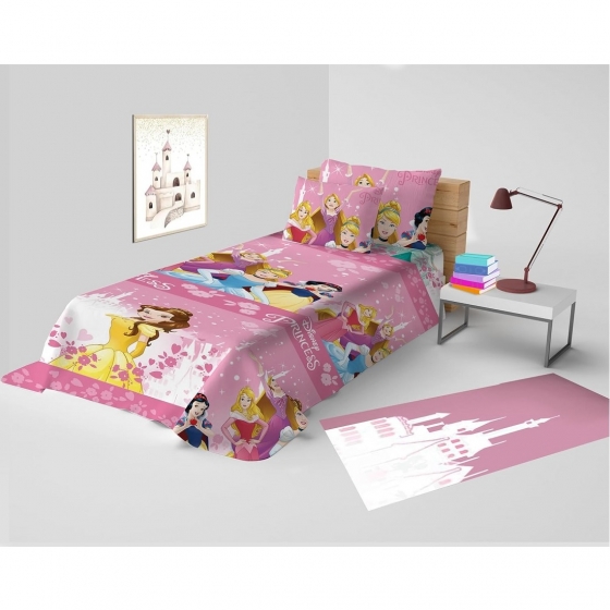 Nuovo Copriletto Singolo Disney Princess In Puro Cotone Principesse