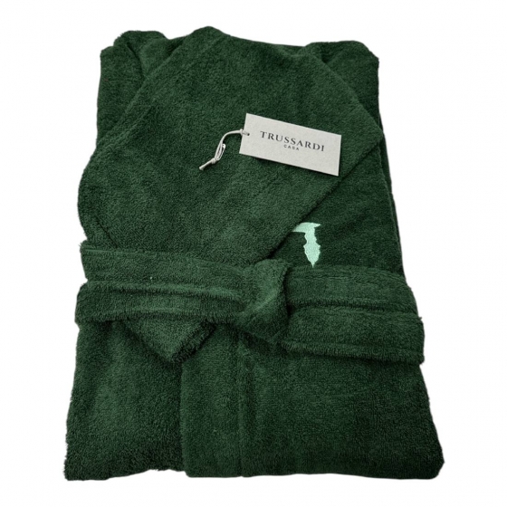 Accappatoio Trussardi In Spugna 380 Grammi Al Metro Quadrato Ribbon Verde Juniper
