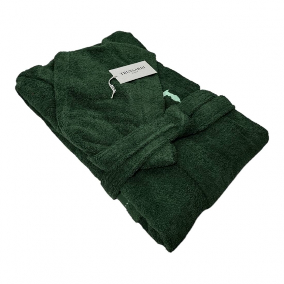 Accappatoio Trussardi In Spugna 380 Grammi Al Metro Quadrato Ribbon Verde Juniper