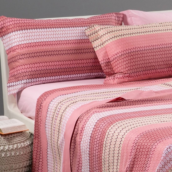 Lenzuola Copriletto In Cotone Folk Singolo Corallo Caleffi Home