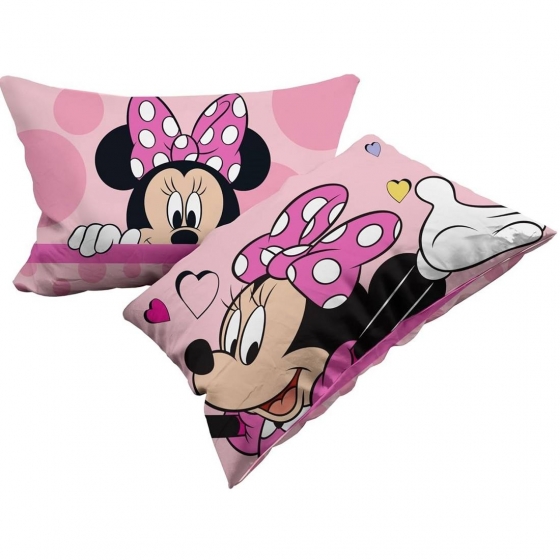 Nuovo Minnie Set 2 Federe In Cotone Coppia Federe Per Cuscino Letto 2 Pezzi 100% Cotone