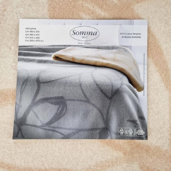 Coperta Manta Di Lana Somma Articolo Grace Cm 230 x 270 Pura Lana Vergine