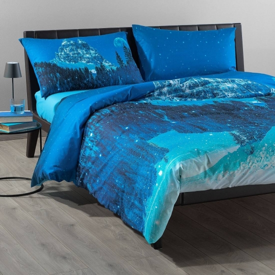 Nuovo Copripiumino Matrimoniale Caleffi Snow Blue Night Completo