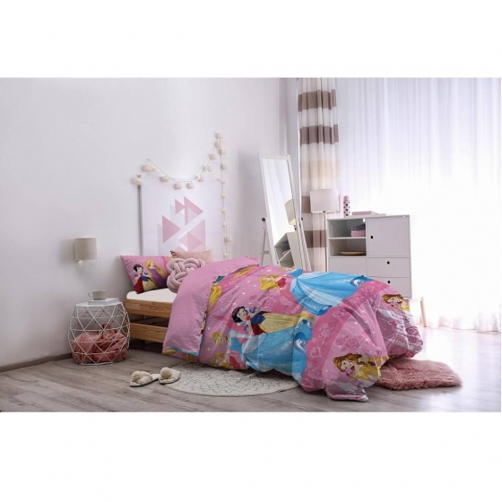 Nuovo Parure Copripiumino Singola Disney Principesse Puro Cotone