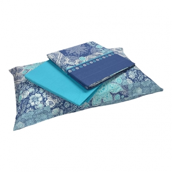 Lenzuola Copriletto In Cotone Malibu Blue Piazza E Mezza Caleffi