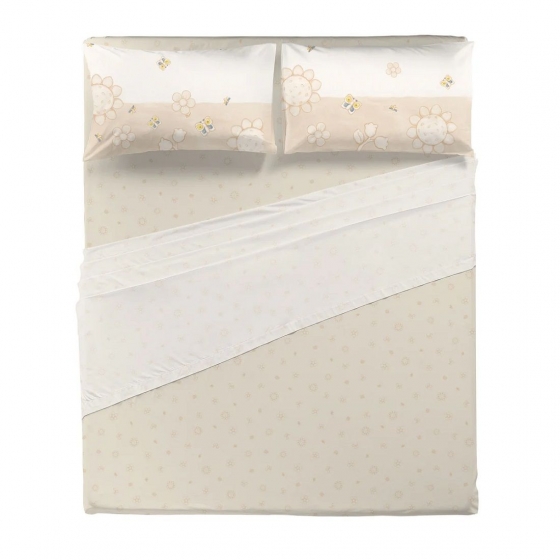 Nuovo THUN Completo Lenzuola Elegance Beige Matrimoniale