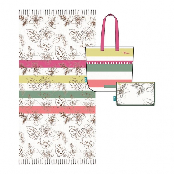 Telo Mare THUN Borsa + Pochette + Telo Mare Donna One Size Beige