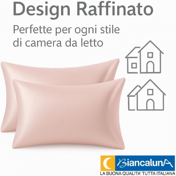 Nuovo Coppia Federe in Seta di Bamboo CLARA Anticrespo Antirughe Ipoallergeniche Traspiranti Eleganti e Morbide  Made in Italy (ROSA)