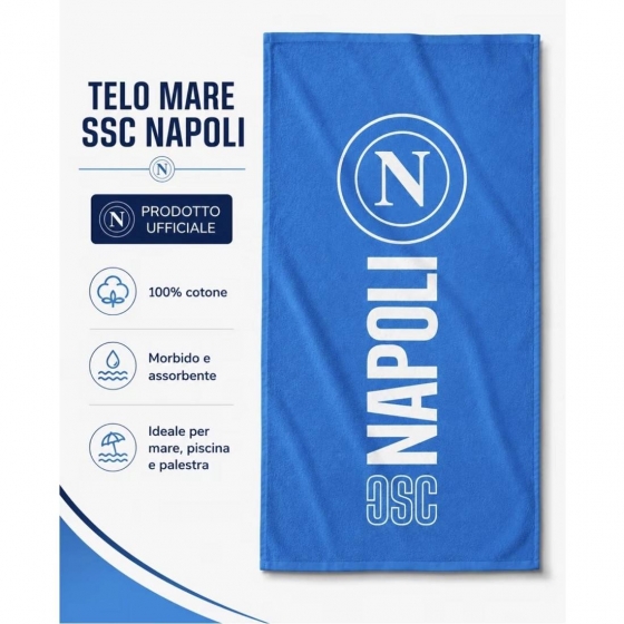 Nuovo Telo Mare SSC Napoli In Spugna Prodotto Ufficiale Cm 80x 160 Var B
