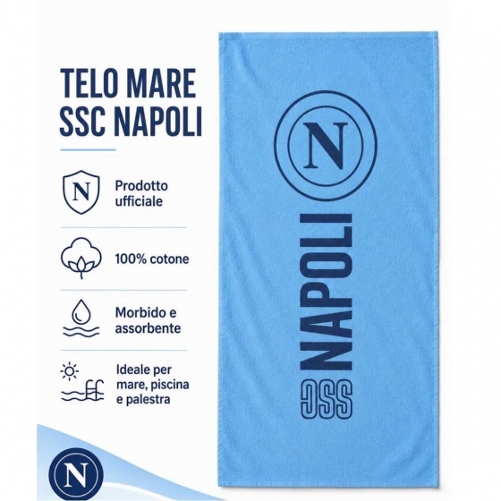 Nuovo Telo Mare SSC Napoli In Spugna Prodotto Ufficiale Cm 80x 160 Var C