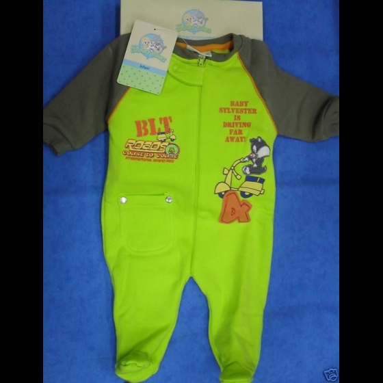 Nuovo PIGIAMA INTERO LOONEY TUNES 92038 VERDE TAGLIA 18 MESI