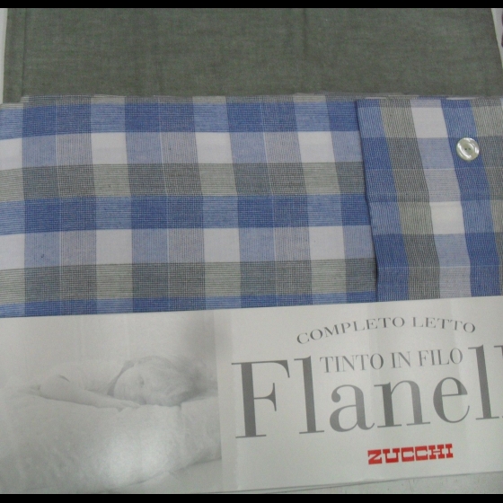 Nuovo LENZUOLA ZUCCHI SINGOLA FLANELLA SCOZZESE BLU E VERDE