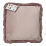 Nuovo Cuscino Arredo In Velluto Con Balza In Pelliccia Cm 40x40 Rosa